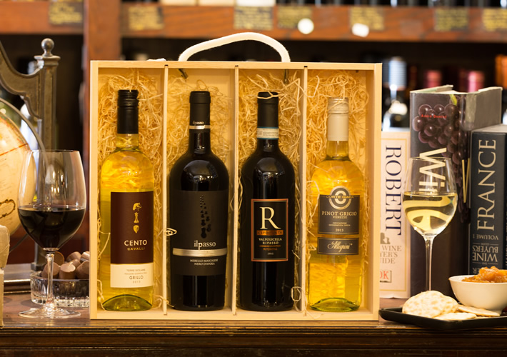 4 Bottle Italian Wooden gift Box